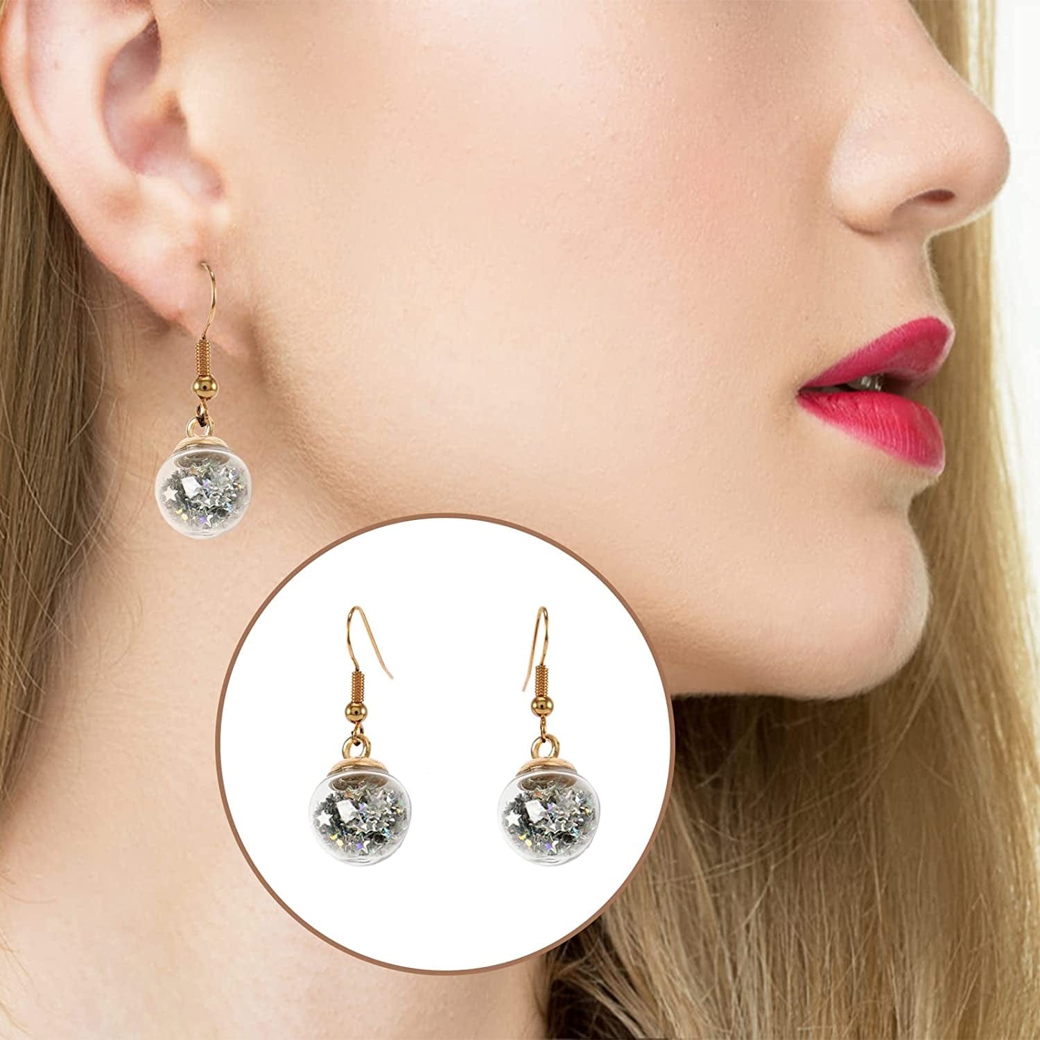 50 Pieces Crystal Glass Ball 16Mm(0.6'') Colorful Glass Charms with Star Pendant Craft Accessory for DIY Craft Jewelry Making