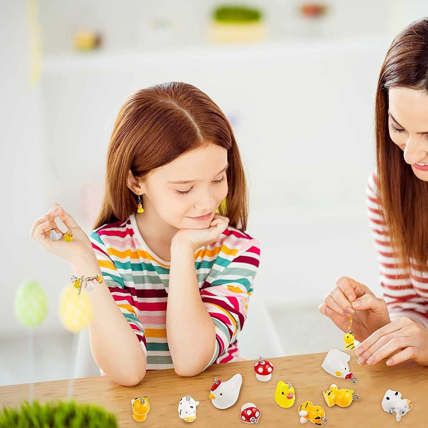 50 Pieces Cute Resin Mushroom Duck Cow Charms for Jewelry Making Animal Charms Pendant Handmade Bee Chicken Finding Charm DIY Pendant Resin Charm for DIY Bracelet Necklace Keychain Crafts