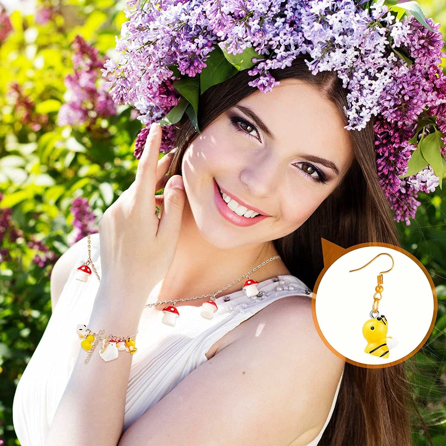 50 Pieces Cute Resin Mushroom Duck Cow Charms for Jewelry Making Animal Charms Pendant Handmade Bee Chicken Finding Charm DIY Pendant Resin Charm for DIY Bracelet Necklace Keychain Crafts