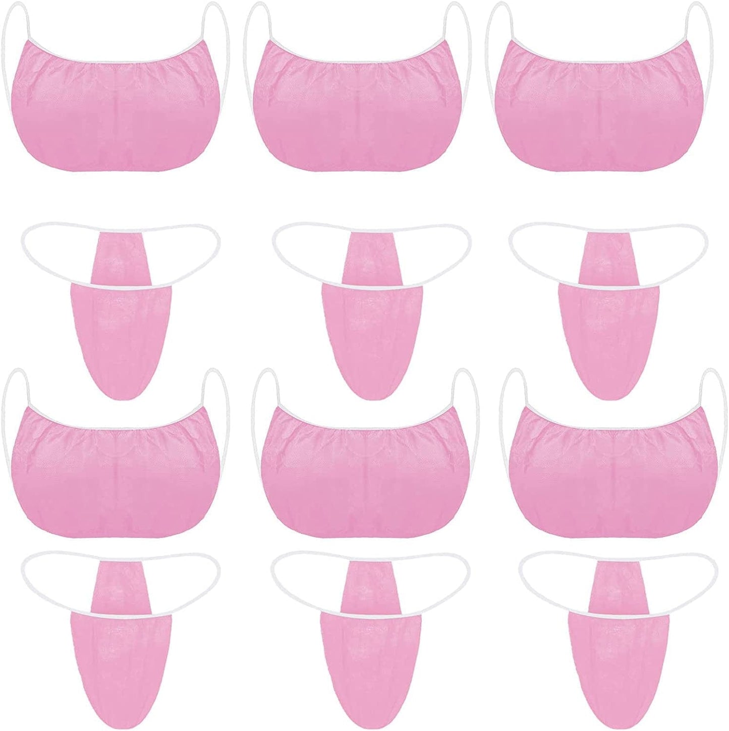 50 Pieces Disposable Bras and Panties Women Disposable Underwear Spa Bikini Thong Panties Sunless Spray Tan Top Underwear Tan,pink