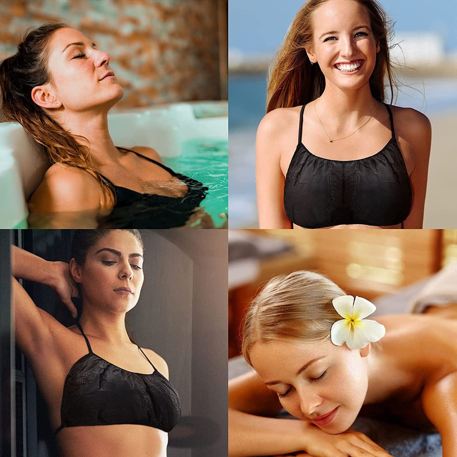 50 Pieces Disposable Bras and Panties Women Disposable Underwear Spa Bikini Thong Panties Sunless Spray Tan Top Underwear
