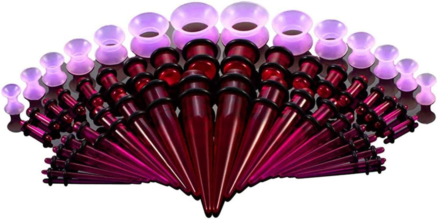 50 Pieces Ear Stretching Kit 14G-00G by Jieyuejewelry - Acrylic Tapers and Plugs + Silicone Tunnels - Ear Gauges Expander Set Body Piercing Jewelry Apparel & Accessories > Jewelry > Body Jewelry JieyueJewelry