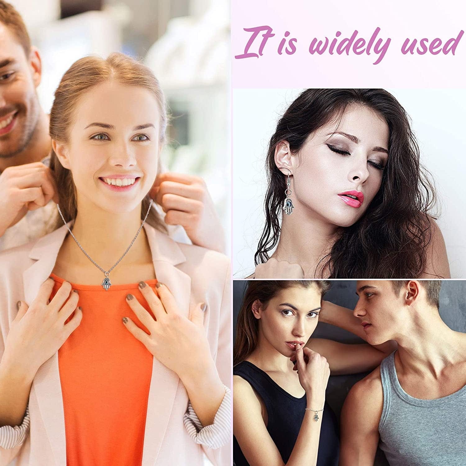 50 Pieces Hamsa Hand Charms Hamsa Evil Eye Pendant Bead Pendant Fatima Symbol Hand Beads Charms Pendant for Women Jewelry DIY Making Decor