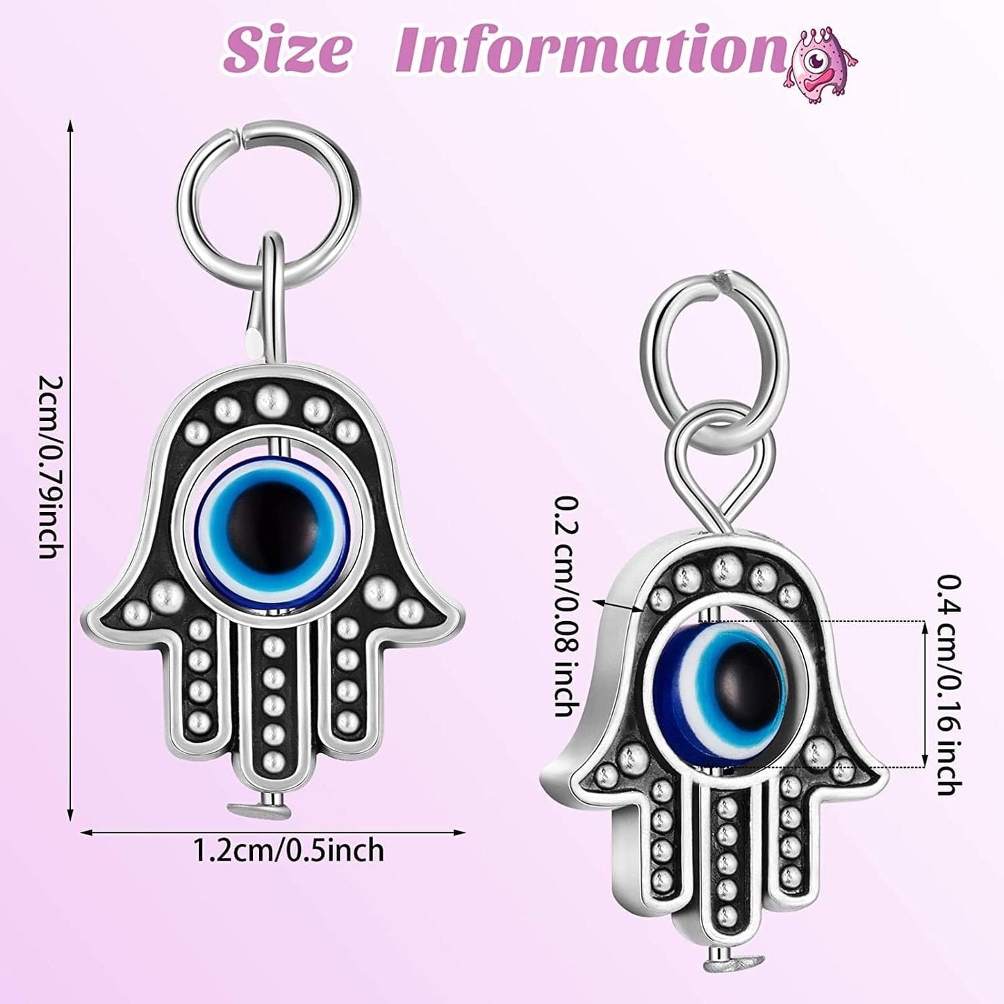 50 Pieces Hamsa Hand Charms Hamsa Evil Eye Pendant Bead Pendant Fatima Symbol Hand Beads Charms Pendant for Women Jewelry DIY Making Decor