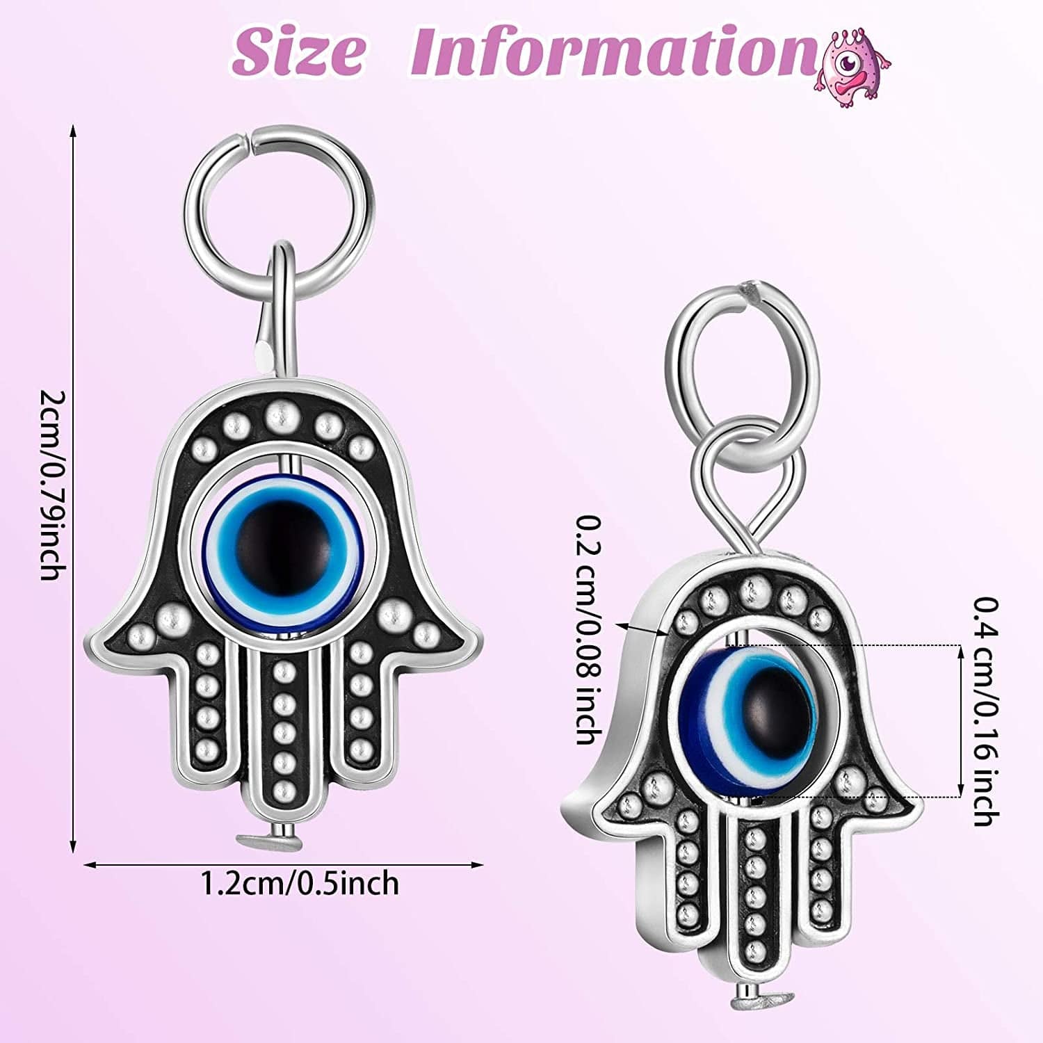 50 Pieces Hamsa Hand Charms Hamsa Evil Eye Pendant Bead Pendant Fatima Symbol Hand Beads Charms Pendant for Women Jewelry DIY Making Decor