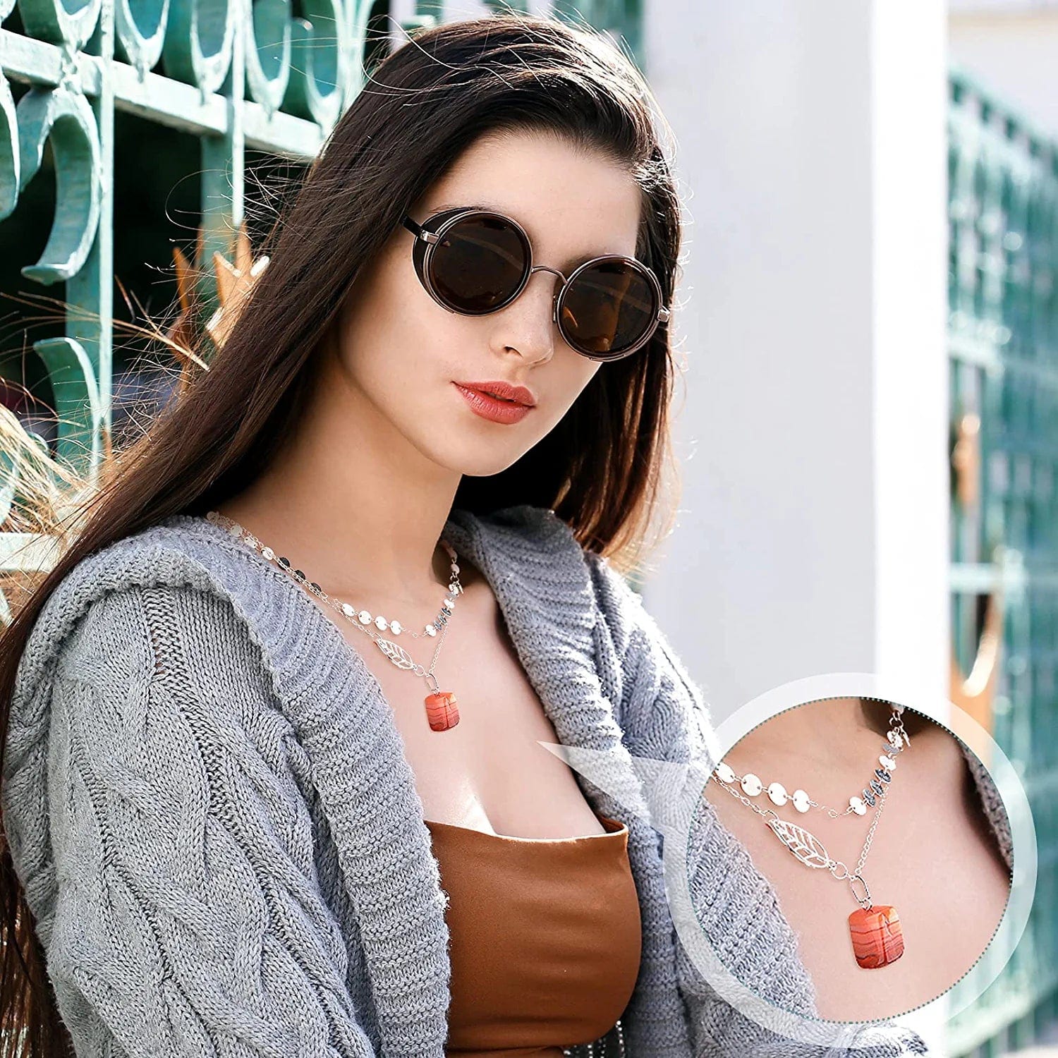 50 Pieces Stone Pendants Gemstone Charms Irregular Healing Stone Beads Moon Shape Stone Pendants Natural Gemstone Beads Quartz Charms for DIY Bracelets Necklaces Earrings Jewelry Making