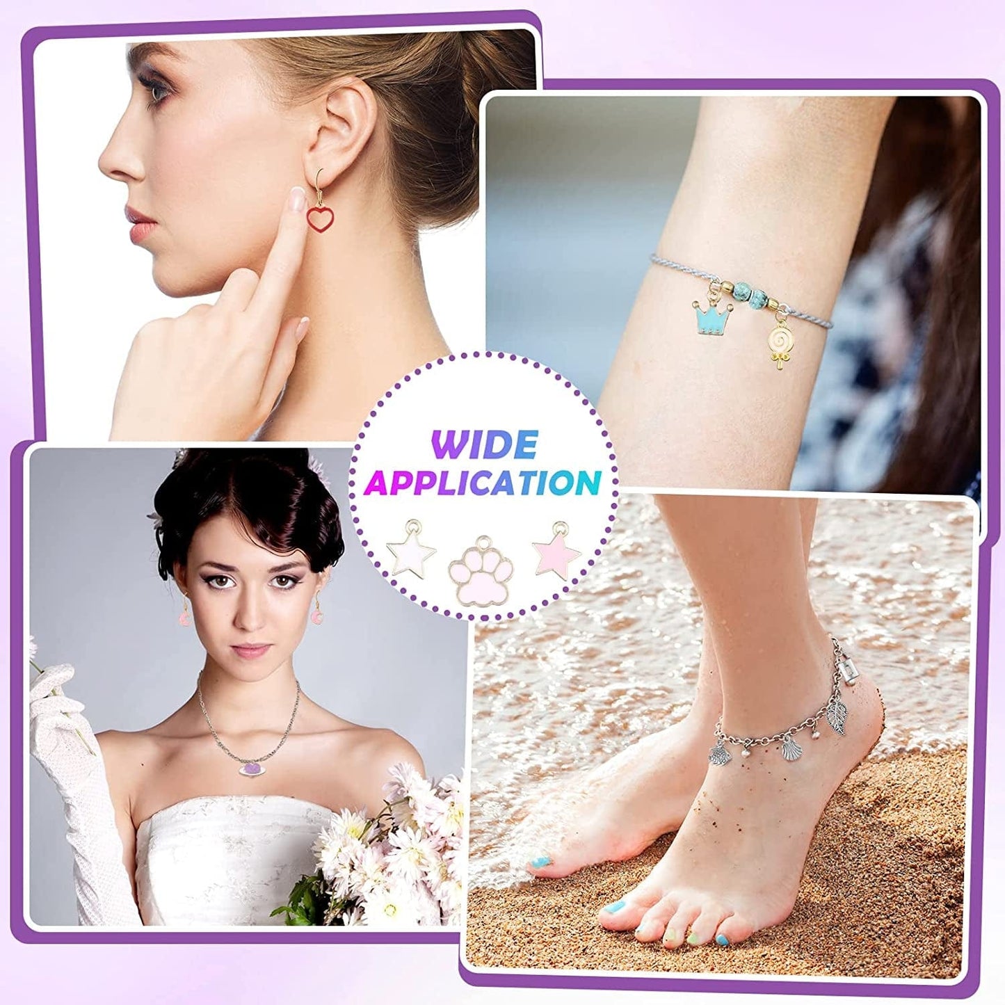 500 Pieces Charms for Jewelry Making Pendants Assorted Gold Plated Enamel Silver Metal Charms for DIY Necklace Bracelet Earring Craft Supplies