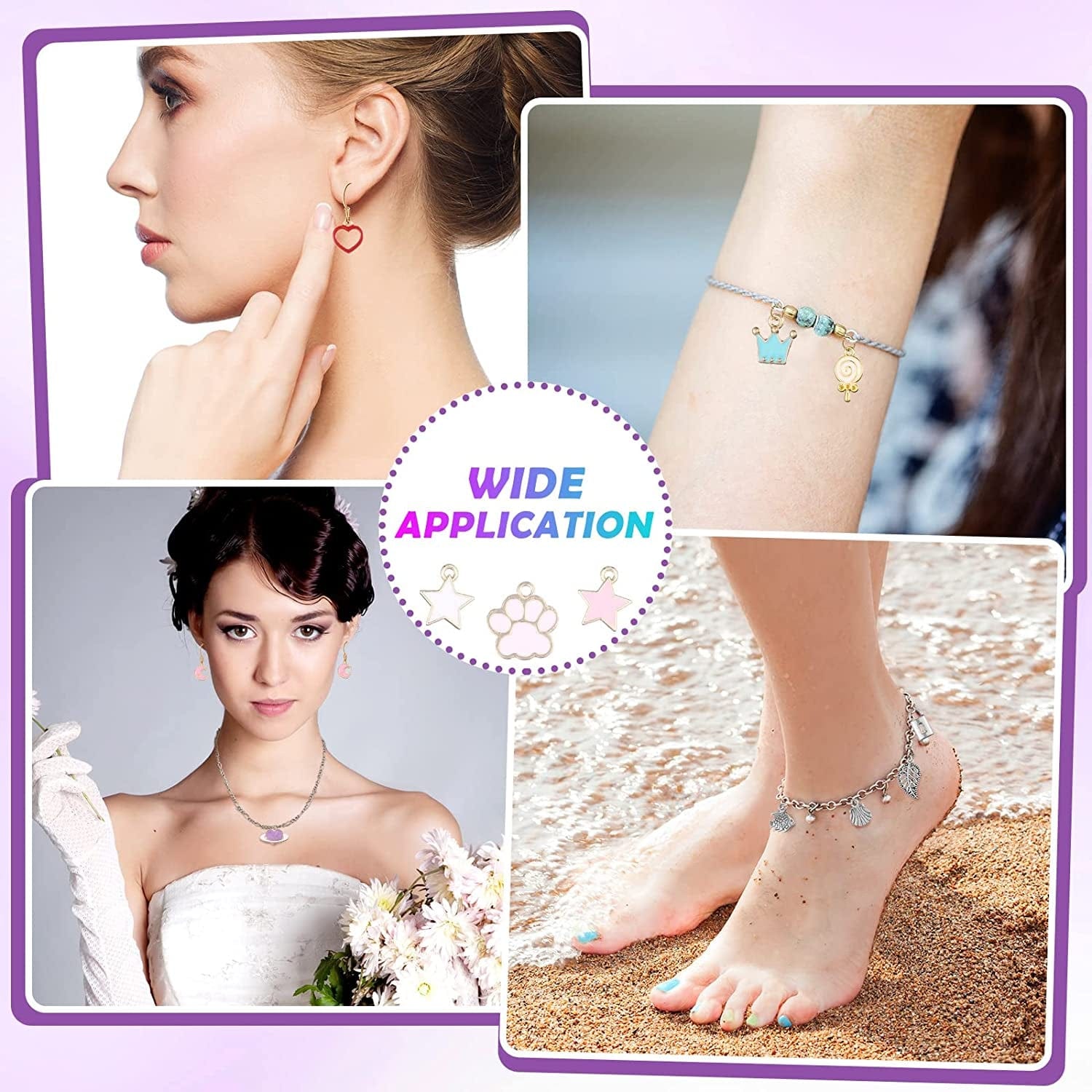 500 Pieces Charms for Jewelry Making Pendants Assorted Gold Plated Enamel Silver Metal Charms for DIY Necklace Bracelet Earring Craft Supplies