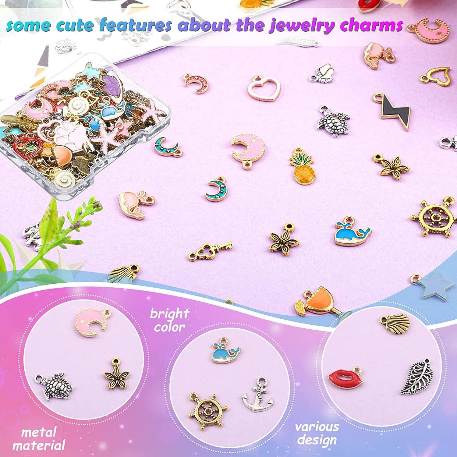 500 Pieces Charms for Jewelry Making Pendants Assorted Gold Plated Enamel Silver Metal Charms for DIY Necklace Bracelet Earring Craft Supplies