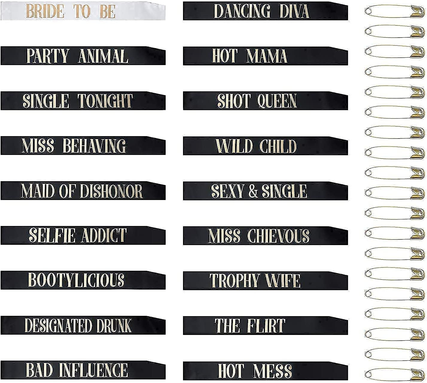 Snsowed 18 Pack Bachelorette Party Sashes, Bride Tribe Funny Bridesmaid Sash Set, Team Bride Sash, Maid of Honor Sash for for Bachelorette Hen Party and Bridal Shower Engagement Wedding Party Apparel & Accessories > Clothing Accessories > Sashes snsowed