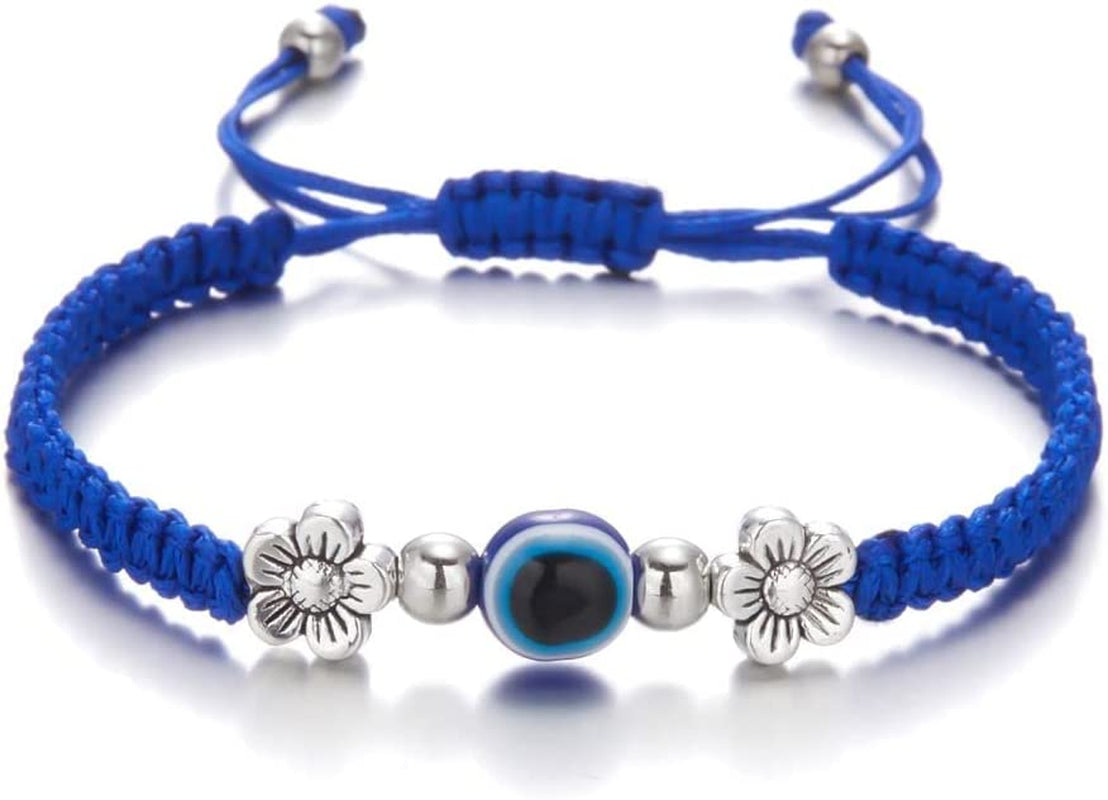 Evil Eye Pendant Bracelet Anklet,Red Blue Black Line Hand Turtle Elephant Pendant Adjustable Braided Bracelet Anklet for Women Men(Tortoise,Black) Apparel & Accessories > Jewelry > Anklets generic Black,Blue flower