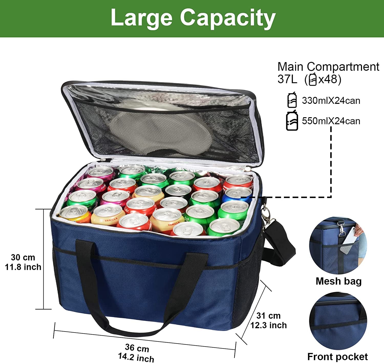 CGBE Collapsible Cooler Bag Insulated Large Lunch Bag Leakproof Thicken Cooler Bag Portable for Camping, Picnic & Beach, Grocery Shopping (48 Can , 37L) Apparel & Accessories > Jewelry > Anklets CGBE