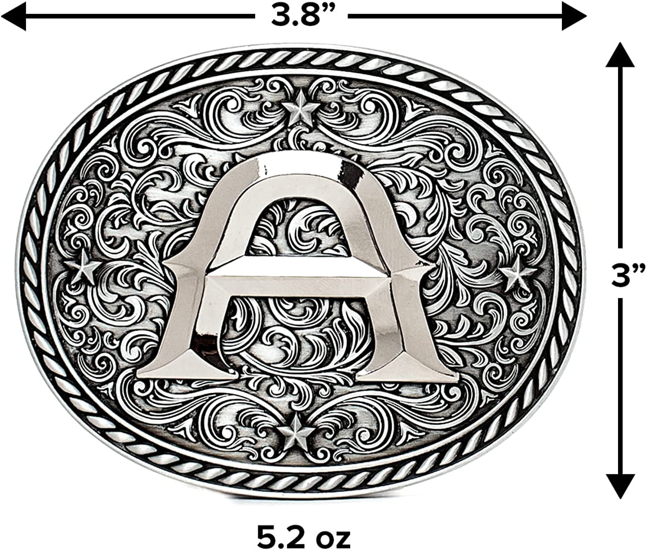 Western Cowboy/Cowgirl Initial Belt Buckle - Large, Letter Buckles for Men and Women Apparel & Accessories > Clothing Accessories > Belt Buckles Itera