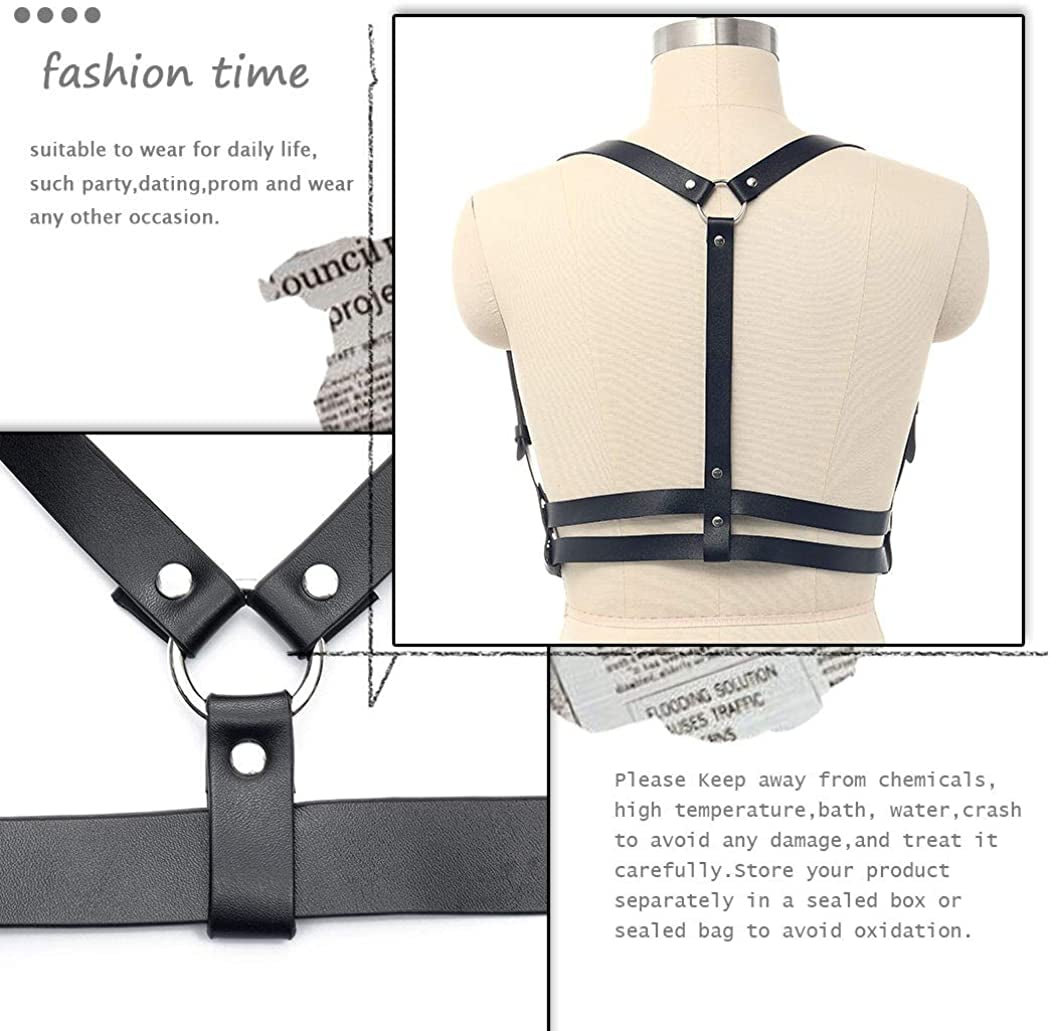 Bodiy Punk Waist Harness Belt Fashion Body Chain Black Goth Rave Adjustable Body Jewelry for Women and Girls Apparel & Accessories > Jewelry > Body Jewelry Bodiy