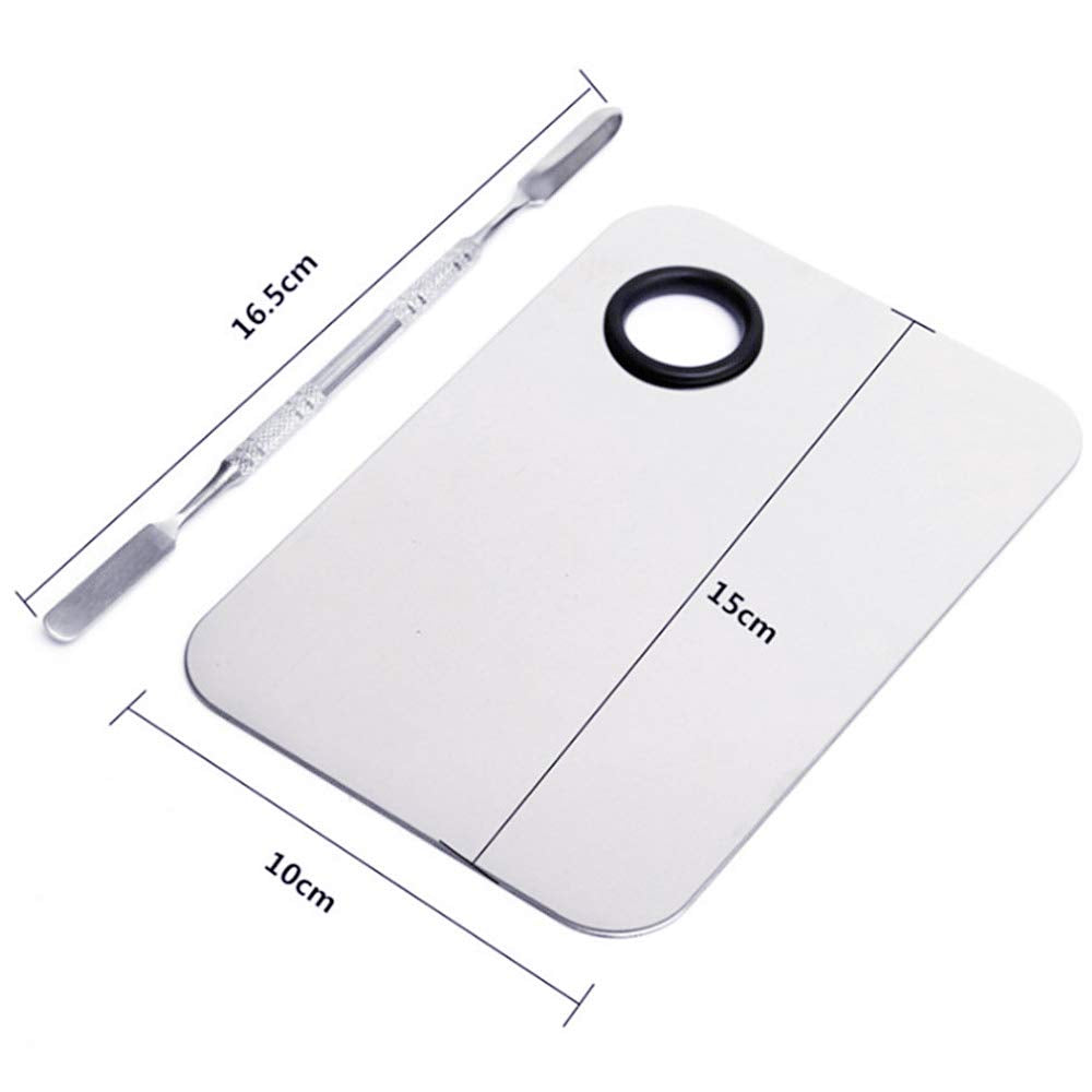 Stainless Steel Cosmetic Makeup Palette, Professional Cosmetic Mixing Makeup Palette Spatula Makeup Artist Tool, Beauty Salon Color Cream Mixing Palette with a Spatula Makeup Nail Art Palette Health & Beauty > Personal Care > Cosmetics > Cosmetic Tools > Makeup Tools AKIRO