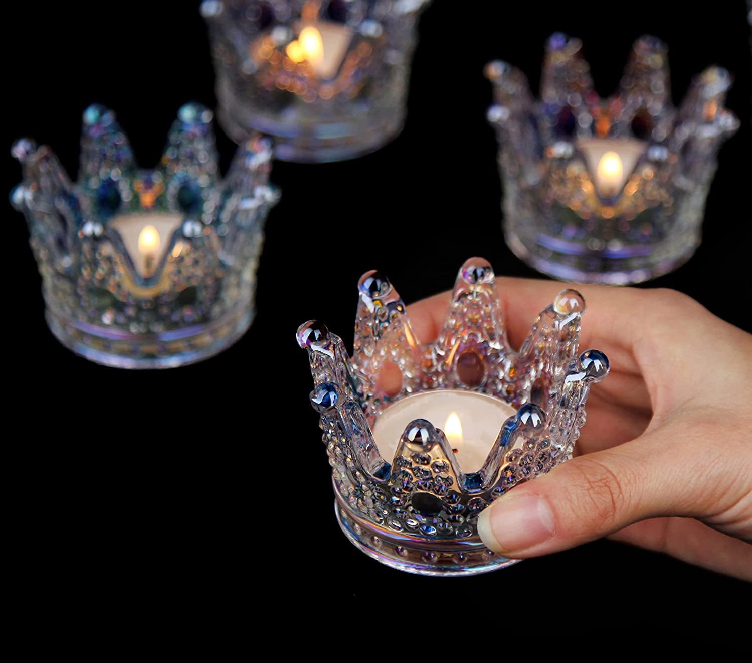 Vixdonos Crown Glass Tealight Candle Holder Set of 12 Clear Votive Candle Holders for Wedding, Party and Home Decor Apparel & Accessories > Jewelry > Anklets Vixdonos Colourful 6PCS