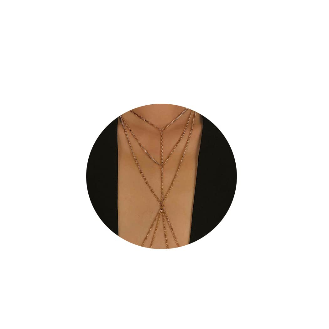 Bounzhi Harness Body Chain Bra Sexy Silver Body Jewelry Necklace Bikini Chains for Women and Girls(Silver), Free Sizes, B-015 Apparel & Accessories > Jewelry > Body Jewelry Bounzhi Gold,Silver