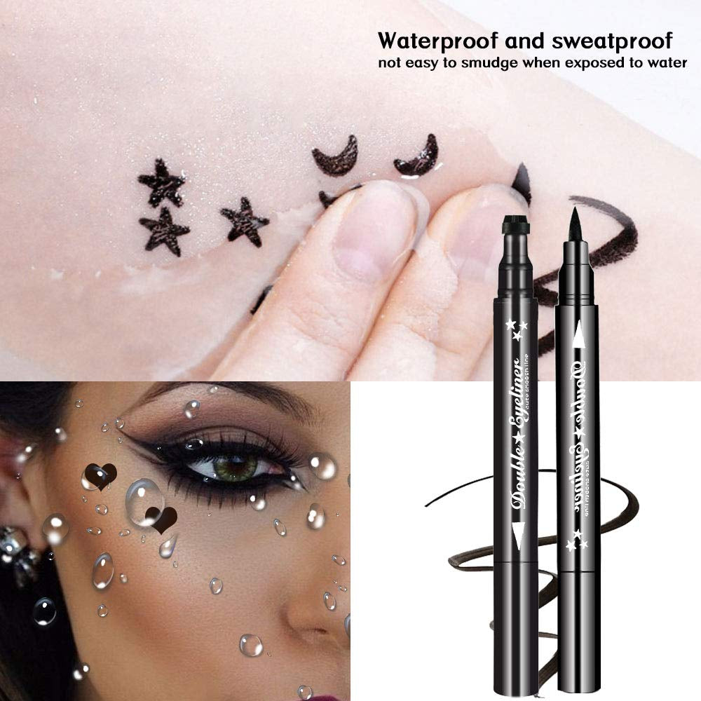 Ownest 3 Pcs Double-Sided Liquid Eyeliner Pen,With Eye Makeup Stamp Super Slim Gel Felt Tip High Black Pigment,Waterproof Smudgeproof Long Lasting Eyeliner Eye Tattoo Makeup Tool-Heart,Star,Moon Health & Beauty > Personal Care > Cosmetics > Cosmetic Tools > Makeup Tools Ownest