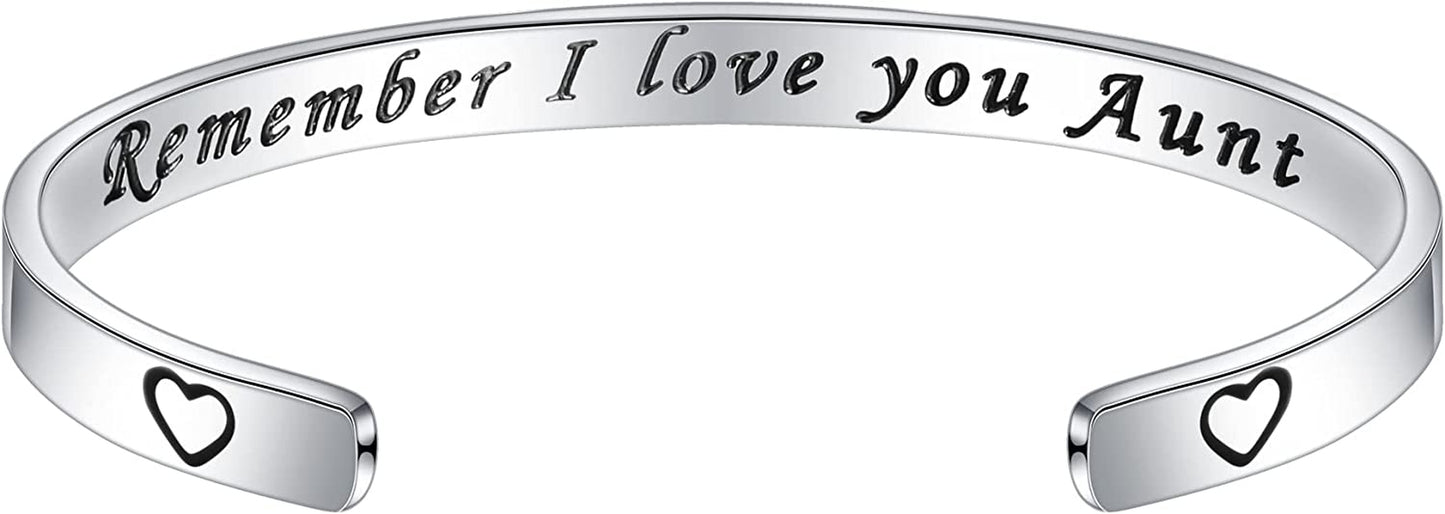 M MOOHAM Bracelets for Women- Engraved Quote Inspirational Bracelet Birthday Christmas Funny Gifts for Best Friend, Daughter, Son, Sister, Niece, Mom, Coworkers, Stainless Steel Jewelry Apparel & Accessories > Jewelry > Bracelets M MOOHAM Remember I love you Aunt