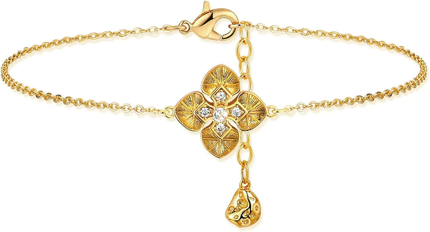 Mevecco Gold Evil Eye Charm Anklet,14K Gold Plated Boho Beach Dainty Cute Tiny Lucky Star Foot Chain Ankle Bracelet Silver Beaded Chain Anklet for Women Apparel & Accessories > Jewelry > Anklets MEVECCO Flower