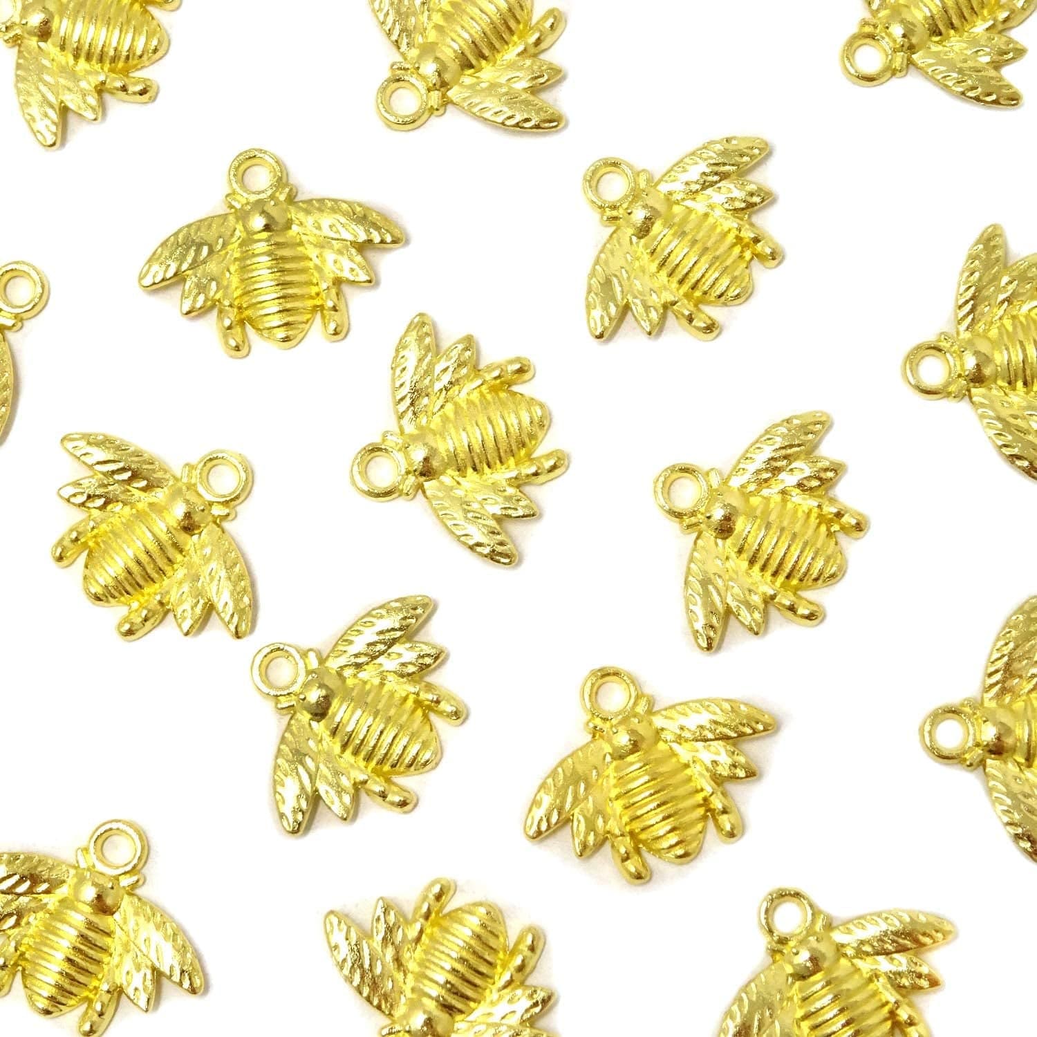 50PCS Alloy Bee Honeybee Charm Pendants, DIY Craft Jewelry Making Accessory, 21X16Mm (Antique Bronze) Gold tone