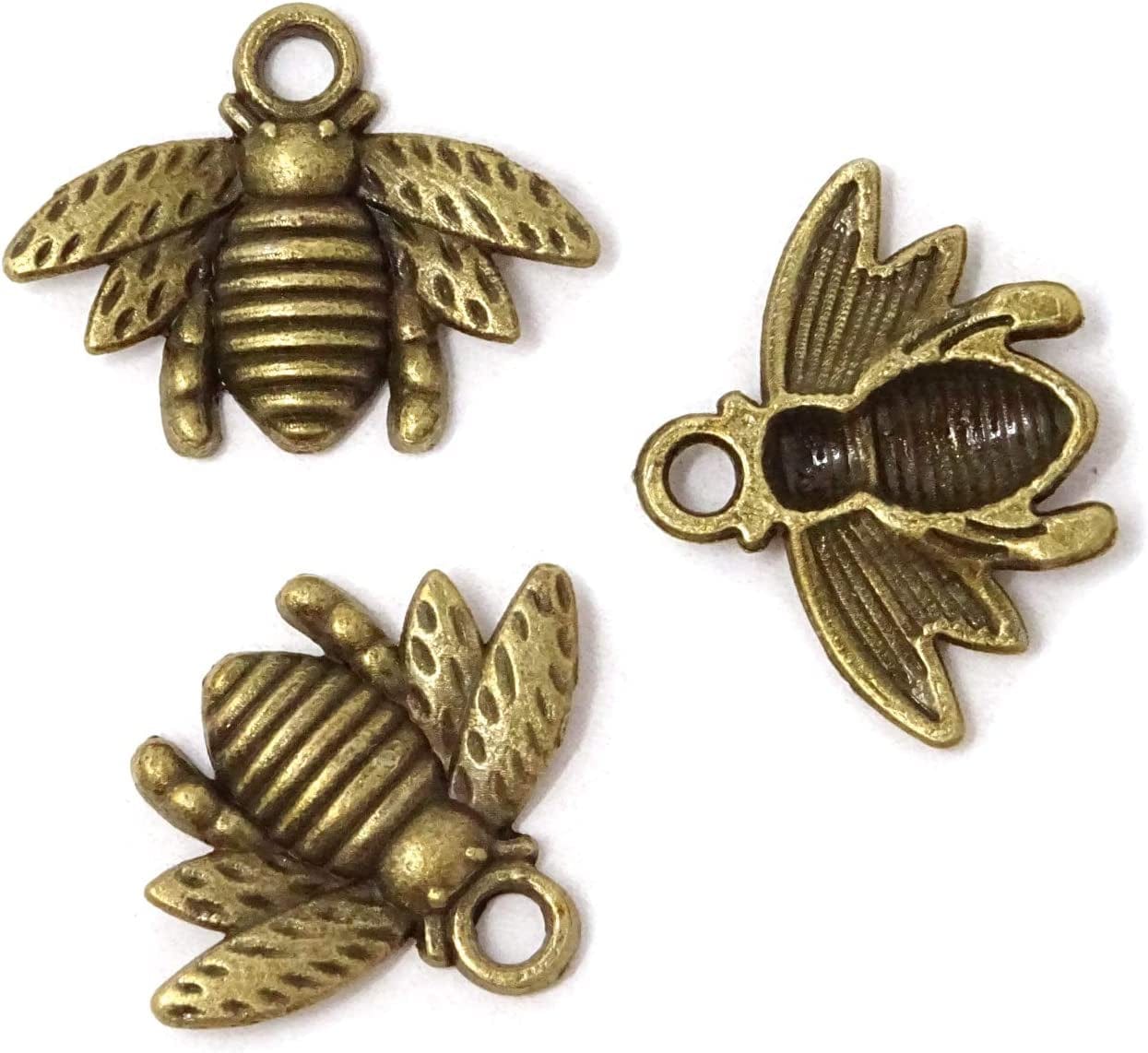 50PCS Alloy Bee Honeybee Charm Pendants, DIY Craft Jewelry Making Accessory, 21X16Mm (Antique Bronze)