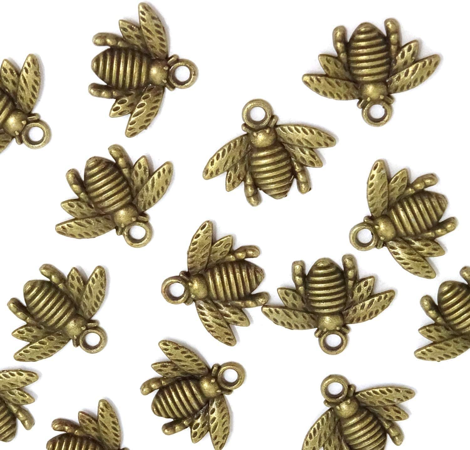 50PCS Alloy Bee Honeybee Charm Pendants, DIY Craft Jewelry Making Accessory, 21X16Mm (Antique Bronze) Antique bronze