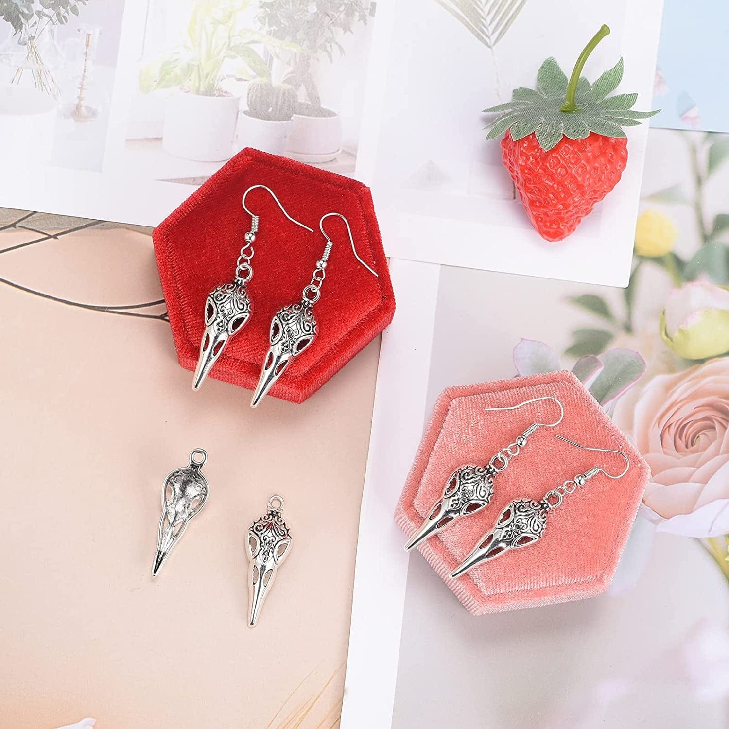 50Pcs Alloy Crow Raven Skull Charms Bird Head Skeleton Charms Pendant for Women Halloween Witch Pagan Necklace Bracelet Earring Jewelry