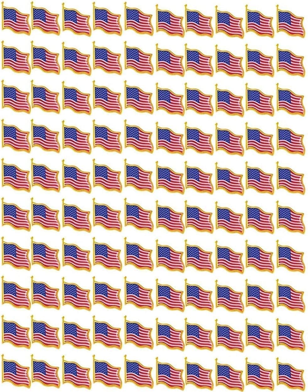50PCS American Flag Lapel Pins - Solid Metal USA Flag Lapel Pins Badge Pins Brooch for Suit Jacket 100