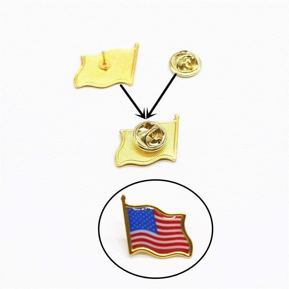 50PCS American Flag Lapel Pins - Solid Metal USA Flag Lapel Pins Badge Pins Brooch for Suit Jacket