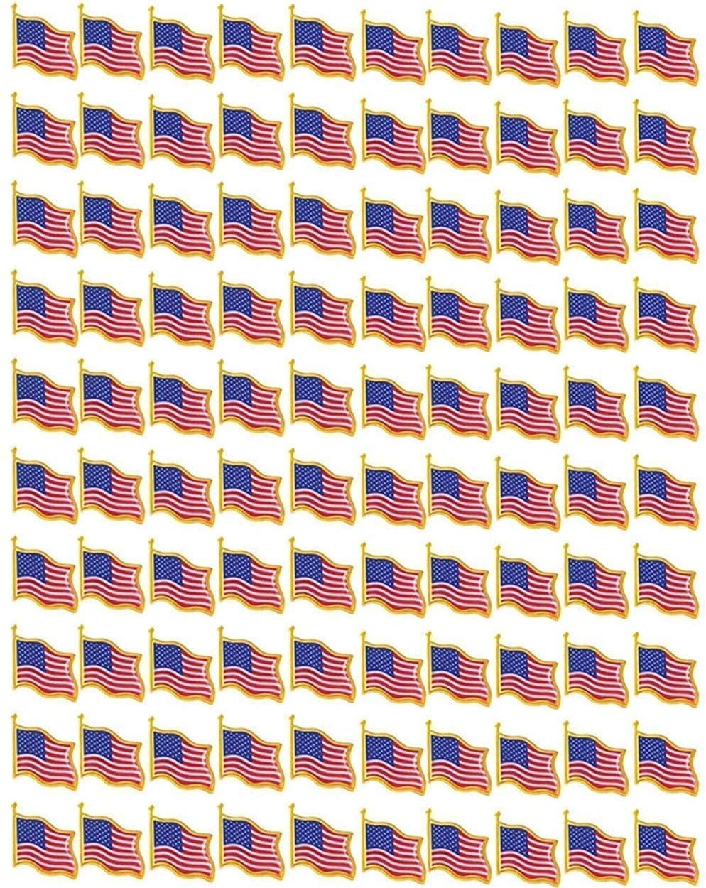 50PCS American Flag Lapel Pins - Solid Metal USA Flag Lapel Pins Badge Pins Brooch for Suit Jacket 50
