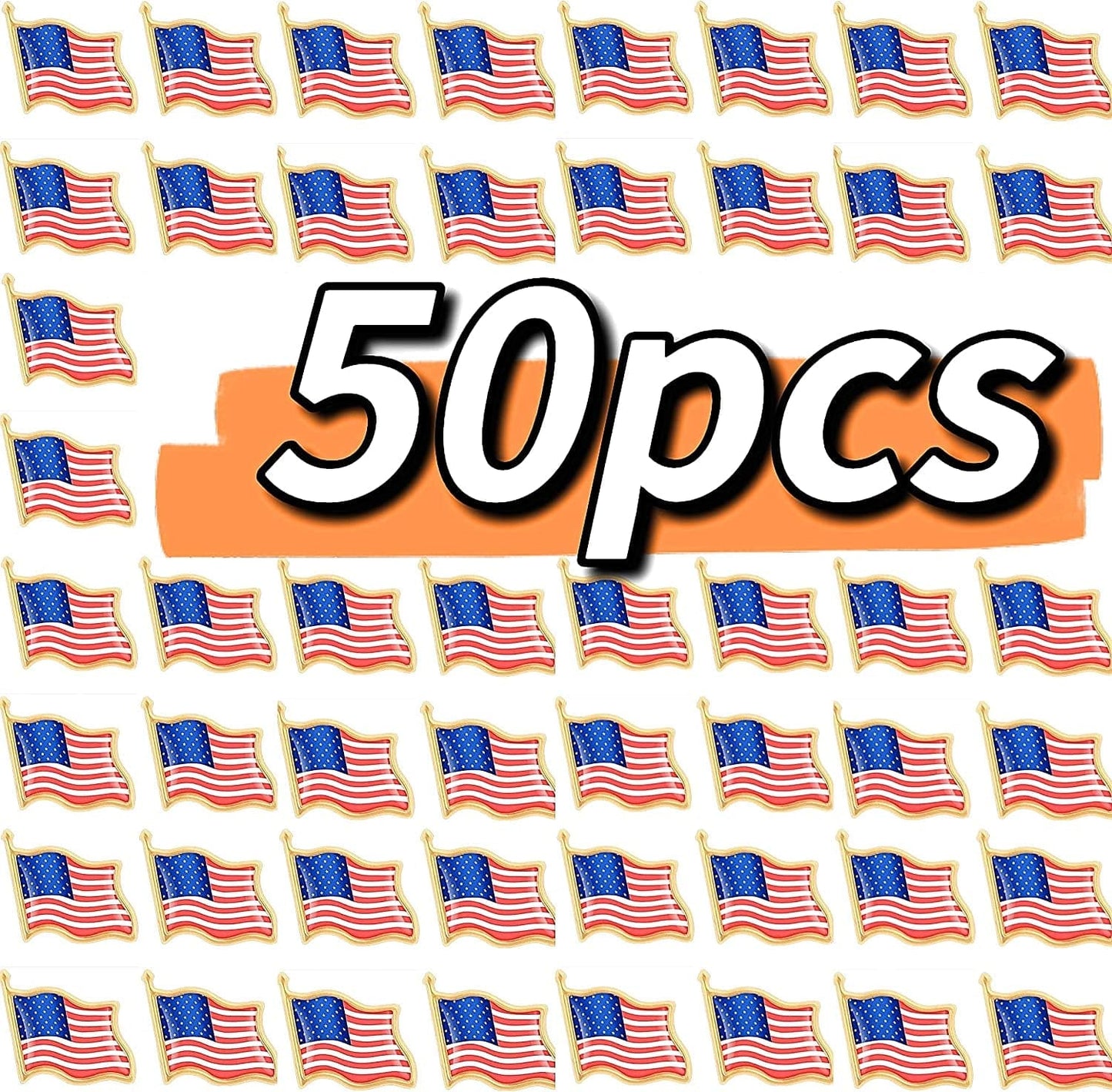 50PCS American USA Flag Lapel Pins Usa Pins Badge Patriotic Enamel Blazer Lapel Pin for Women Men