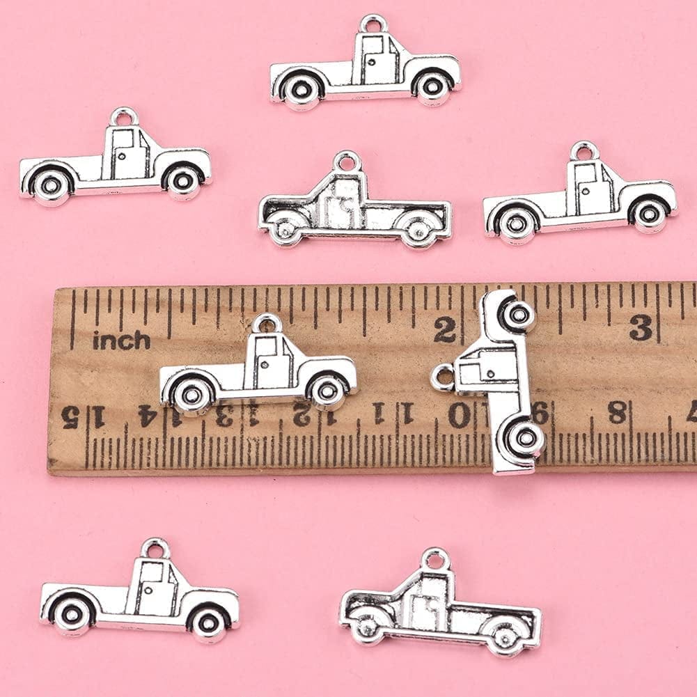 50Pcs Antique Silver Plated Pickup Truck Car Charms Pendant DIY Bracelets Necklace Jewelry Making Craft Wholesale 26Mmx15Mm (A195)