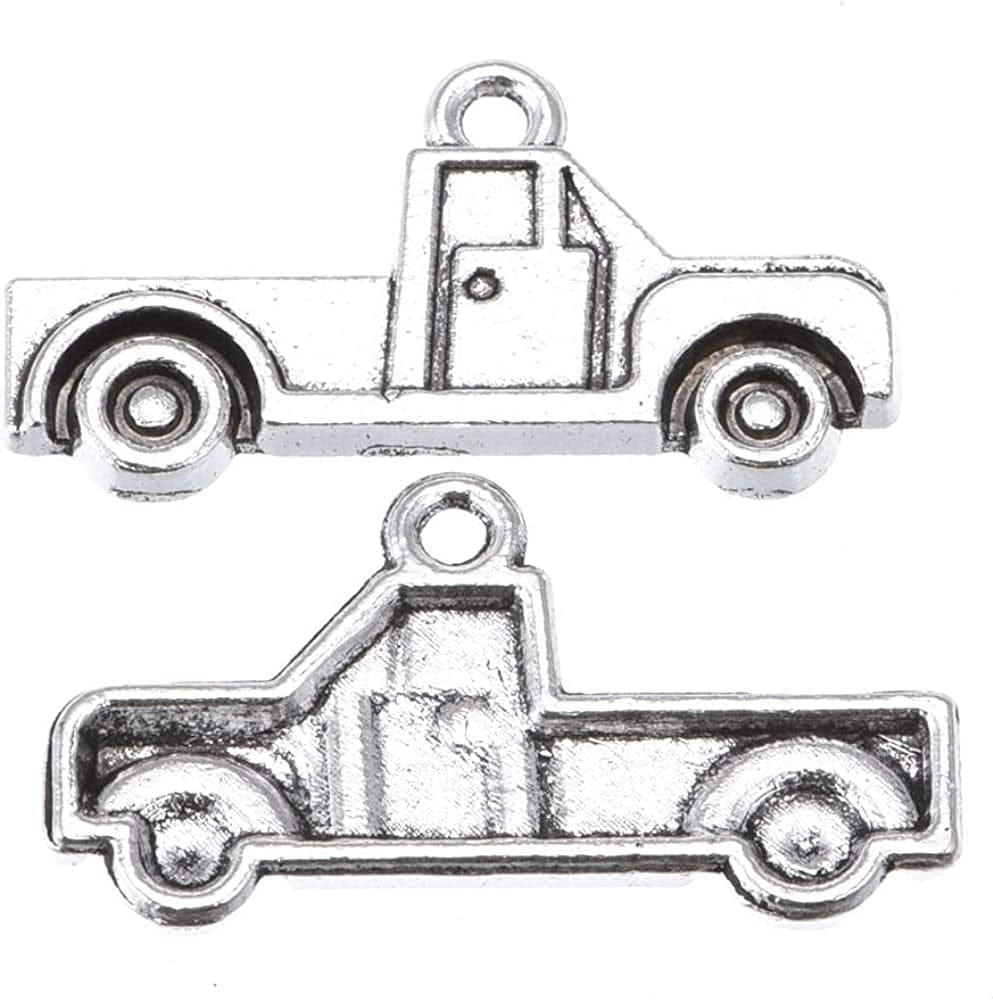 50Pcs Antique Silver Plated Pickup Truck Car Charms Pendant DIY Bracelets Necklace Jewelry Making Craft Wholesale 26Mmx15Mm (A195)