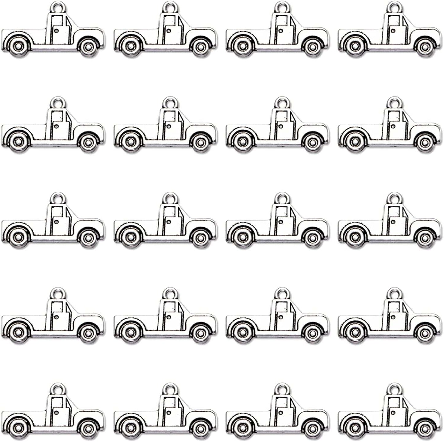 50Pcs Antique Silver Plated Pickup Truck Car Charms Pendant DIY Bracelets Necklace Jewelry Making Craft Wholesale 26Mmx15Mm (A195)
