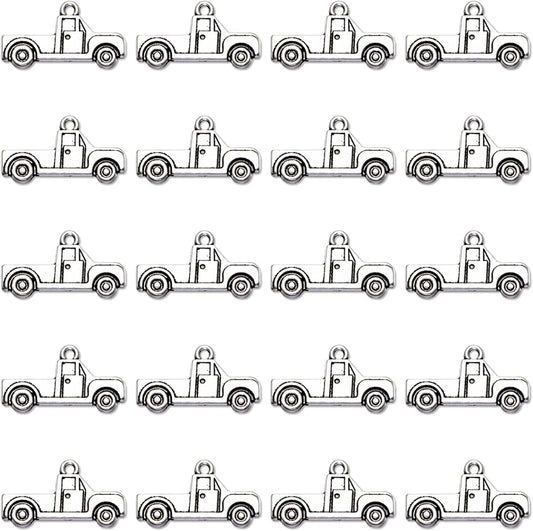 50Pcs Antique Silver Plated Pickup Truck Car Charms Pendant DIY Bracelets Necklace Jewelry Making Craft Wholesale 26Mmx15Mm (A195)