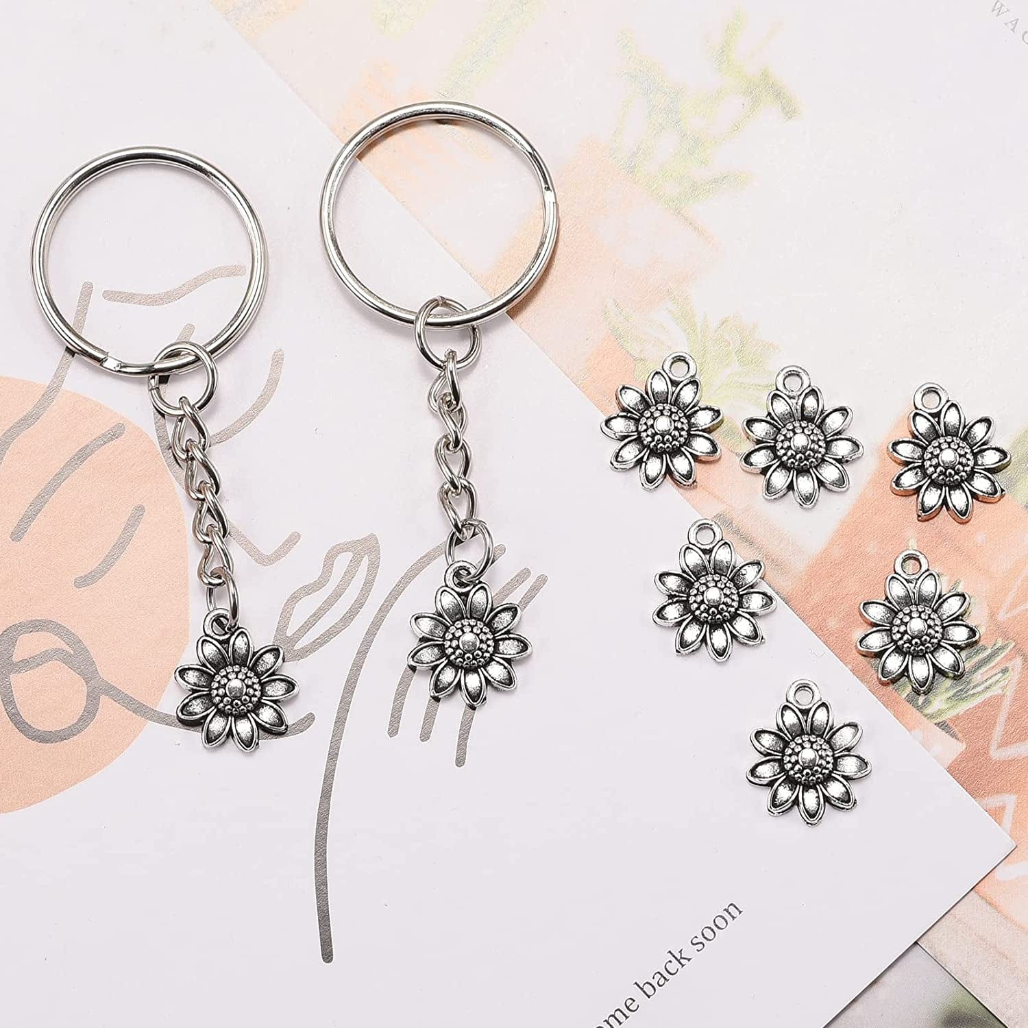 50Pcs Antique Silver Plated Sunflower Flower Charms Pendant DIY Bracelets Necklace Jewelry Making Craft Wholesale 15Mmx13Mm(A298)