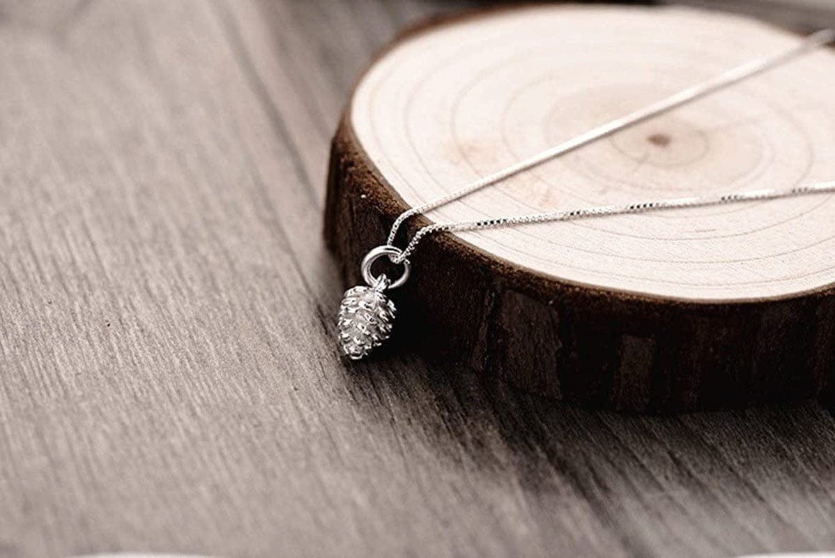 50Pcs Christmas Pine Cone Small Pendant Nature Nuts Charm for DIY Jewelry Making Accessories(Antique Silver Tone)