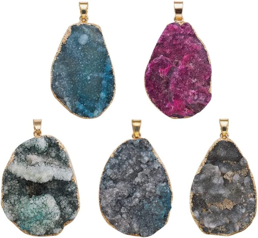 50Pcs Crescent Moon Shaped Mixed Stone Pendants Healing Crystal Quartz Chakra Reiki Gemstone Charms for Necklace Jewelry Making Hole: 2X7Mm