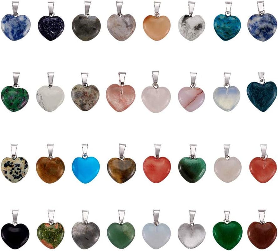 50Pcs Crescent Moon Shaped Mixed Stone Pendants Healing Crystal Quartz Chakra Reiki Gemstone Charms for Necklace Jewelry Making Hole: 2X7Mm