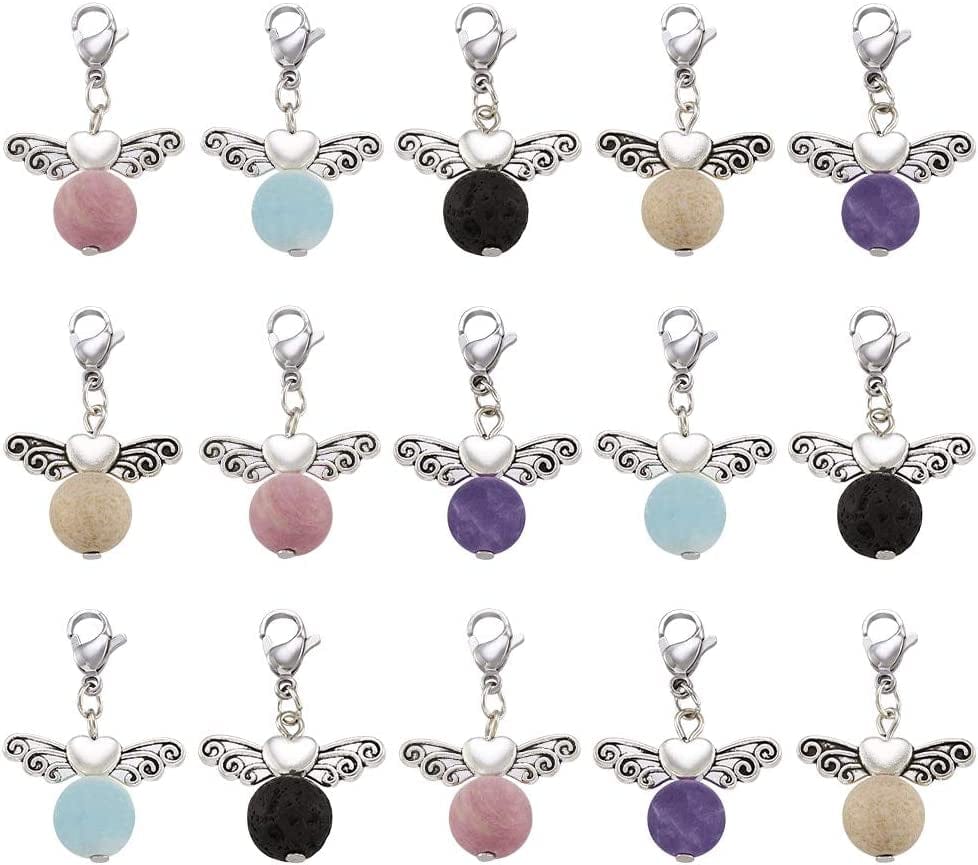 50Pcs Crescent Moon Shaped Mixed Stone Pendants Healing Crystal Quartz Chakra Reiki Gemstone Charms for Necklace Jewelry Making Hole: 2X7Mm