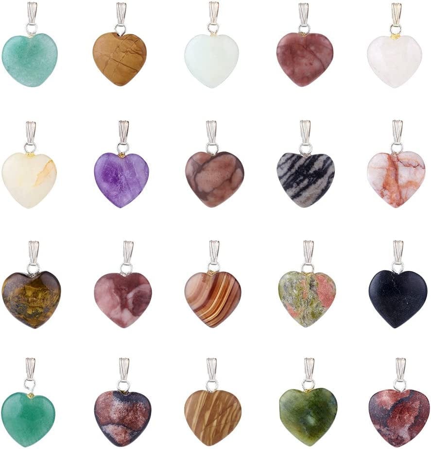 50Pcs Crescent Moon Shaped Mixed Stone Pendants Healing Crystal Quartz Chakra Reiki Gemstone Charms for Necklace Jewelry Making Hole: 2X7Mm