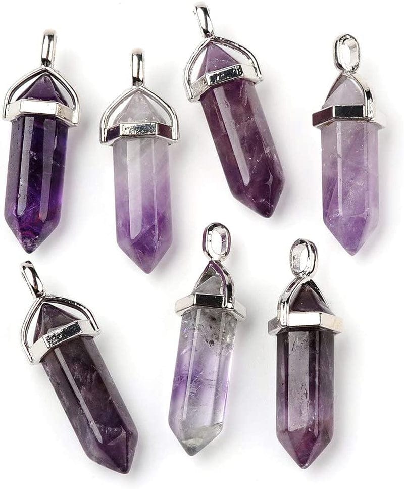 50Pcs Crescent Moon Shaped Mixed Stone Pendants Healing Crystal Quartz Chakra Reiki Gemstone Charms for Necklace Jewelry Making Hole: 2X7Mm