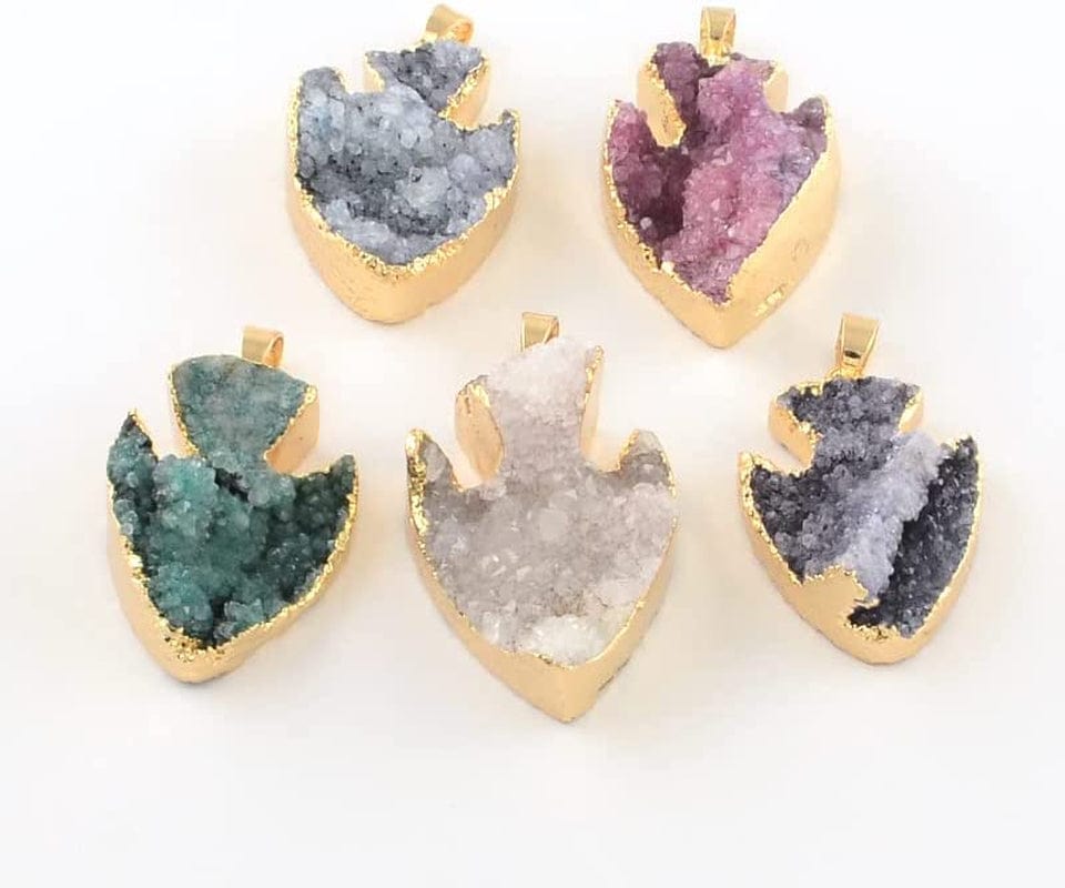 50Pcs Crescent Moon Shaped Mixed Stone Pendants Healing Crystal Quartz Chakra Reiki Gemstone Charms for Necklace Jewelry Making Hole: 2X7Mm