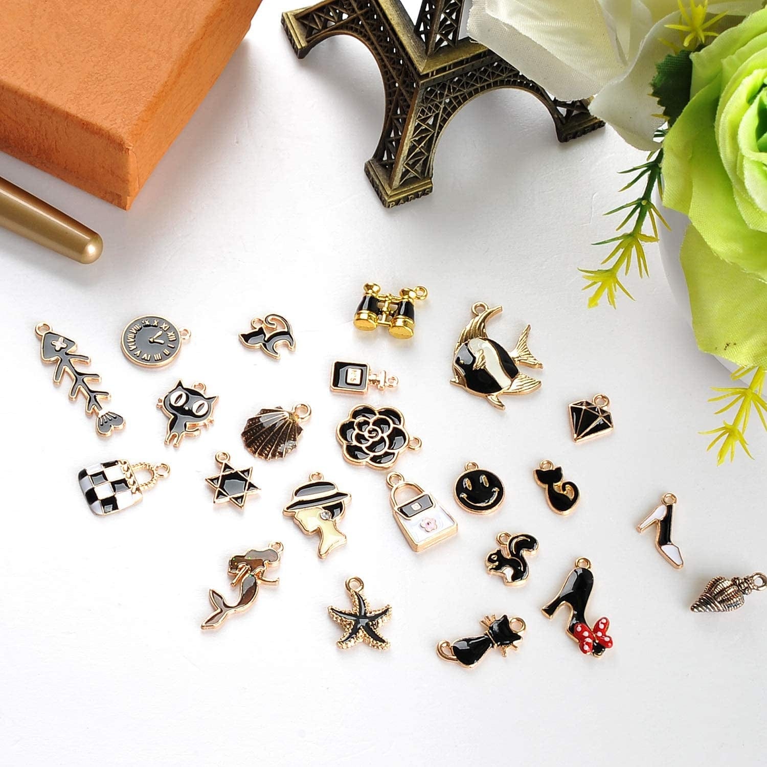 50Pcs Enamel Charms for Jewelry Making Supplies Earring Bracelet Pendant Bangle Necklace Designer Keychain Bulk Lots Wholesale