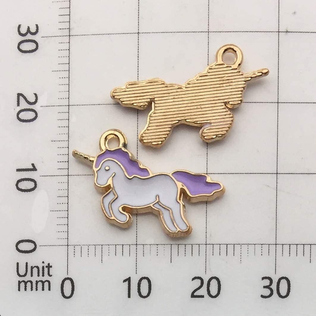 50Pcs Gold Plated Cute Enamel Unicorn Charm Pendant for DIY Jewelry Making Necklace Bracelet Earring DIY Jewelry Accessories Charms (M158)