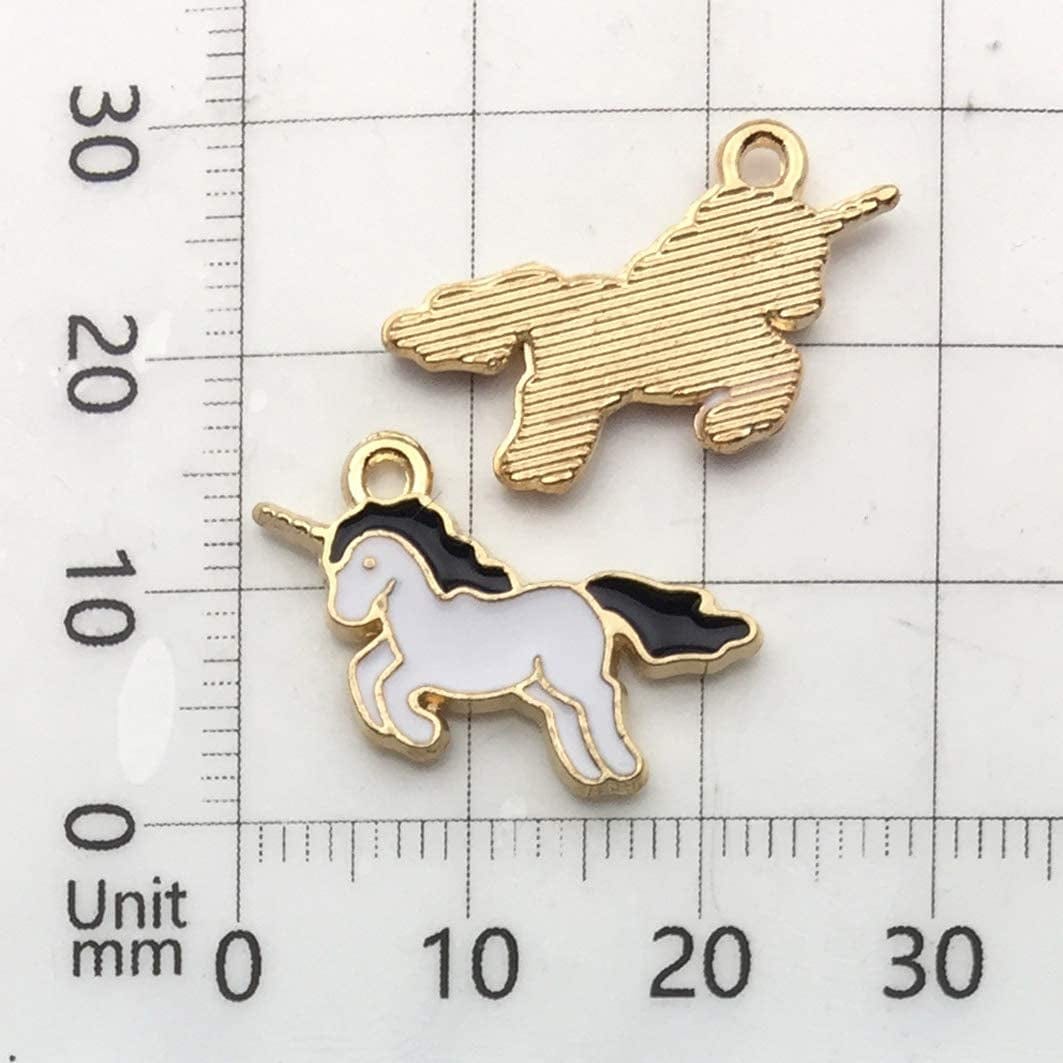 50Pcs Gold Plated Cute Enamel Unicorn Charm Pendant for DIY Jewelry Making Necklace Bracelet Earring DIY Jewelry Accessories Charms (M158)