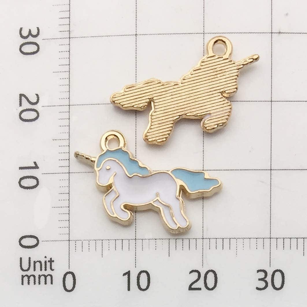 50Pcs Gold Plated Cute Enamel Unicorn Charm Pendant for DIY Jewelry Making Necklace Bracelet Earring DIY Jewelry Accessories Charms (M158)