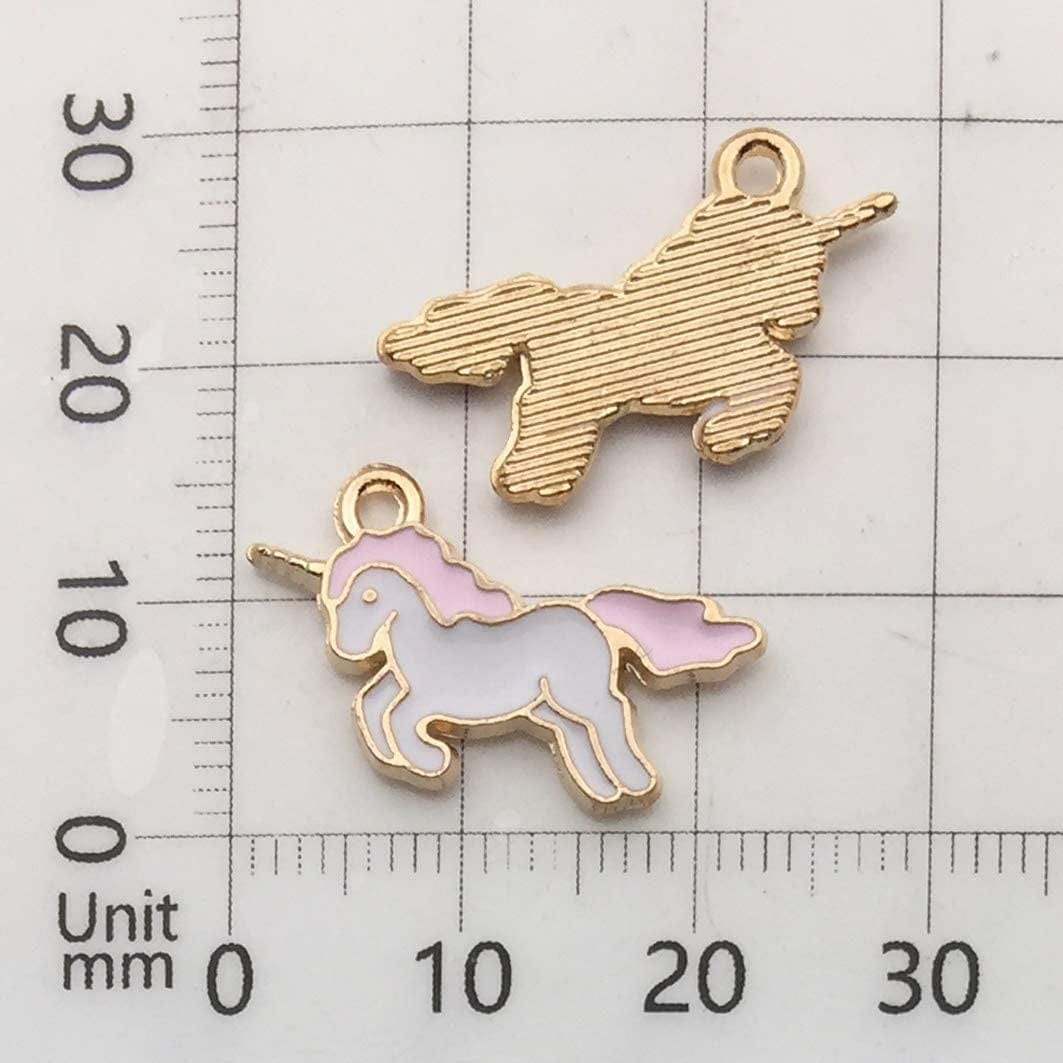 50Pcs Gold Plated Cute Enamel Unicorn Charm Pendant for DIY Jewelry Making Necklace Bracelet Earring DIY Jewelry Accessories Charms (M158)