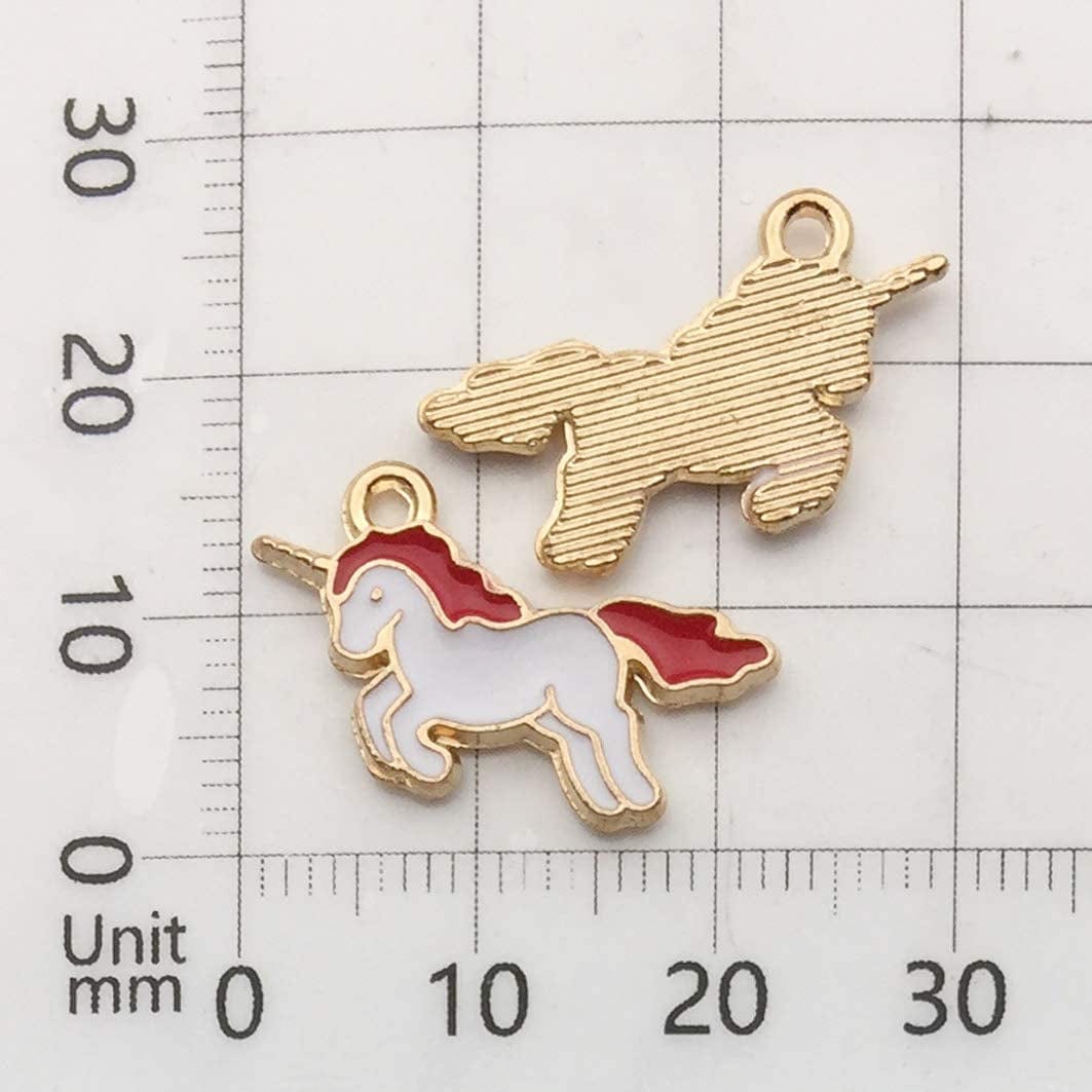 50Pcs Gold Plated Cute Enamel Unicorn Charm Pendant for DIY Jewelry Making Necklace Bracelet Earring DIY Jewelry Accessories Charms (M158)